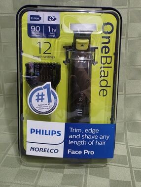 Philips OneBlade Face Pro Trimmer - Black and Lime Green Packaging